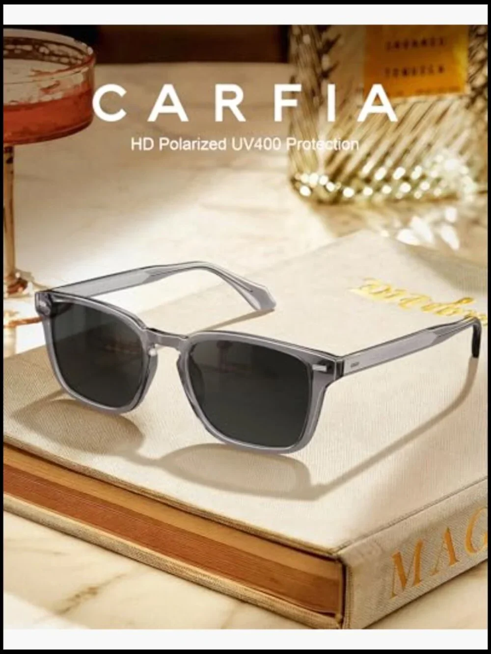 Retro Square Acetate Sunglasses Polarized UV400 Driving Glasses
